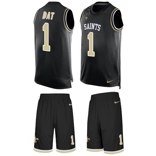 Nike Saints #1 Who Dat Black Team Color Men's Stitched NFL Limited Tank Top Suit Jersey